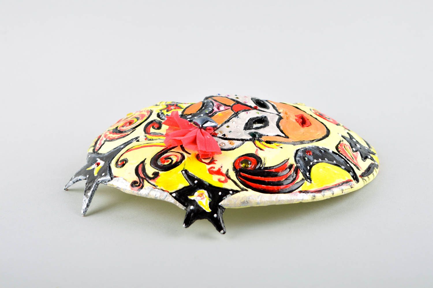 Keramik Wandbild handgemacht Wohnzimmer Bild Maske Karneval bunt schön Deko Bild foto 3