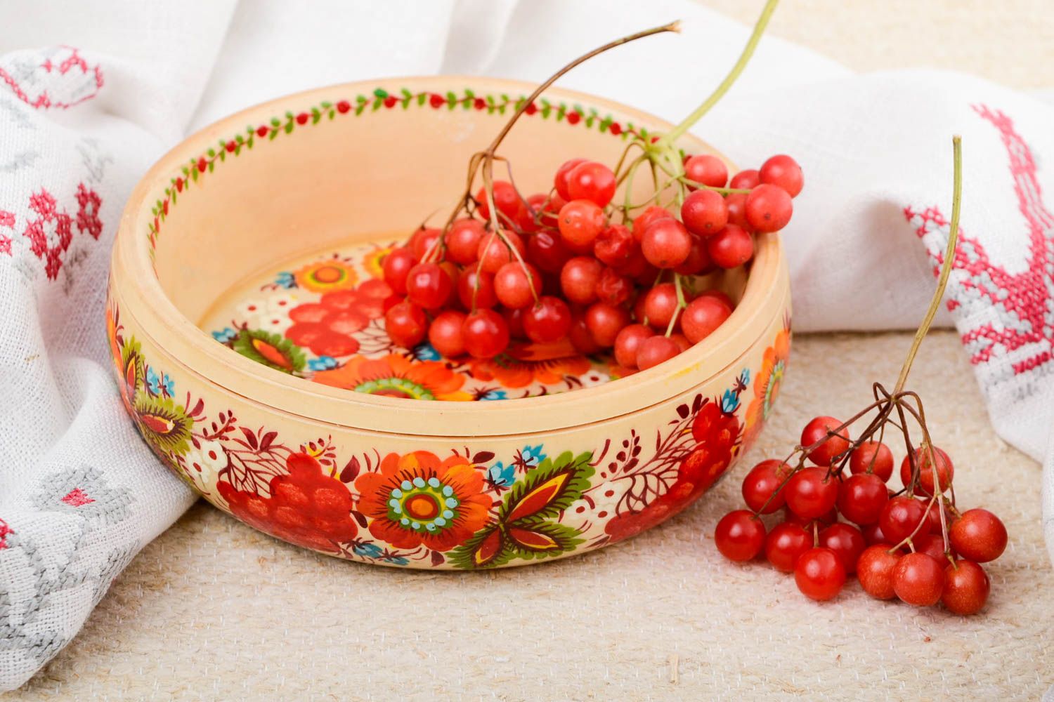 Handmade wooden bowl for sweets stylish painted plate unusual ethnic ware  photo 1