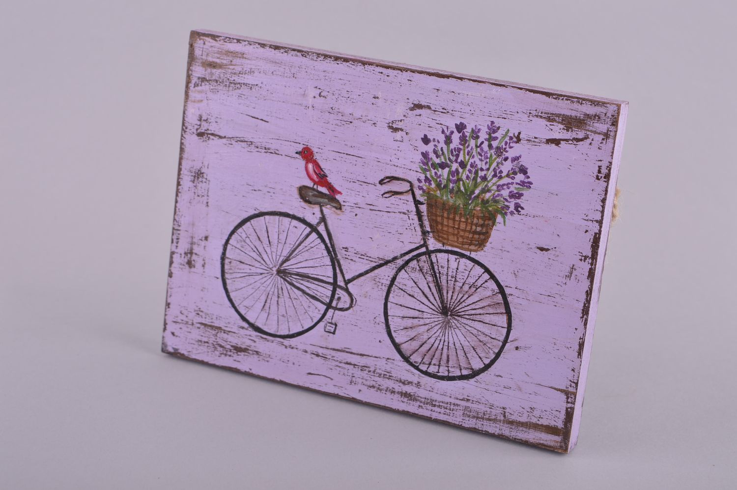 Панно на стену подарок ручной работы деревянный декор на стену Велосипед фото 1