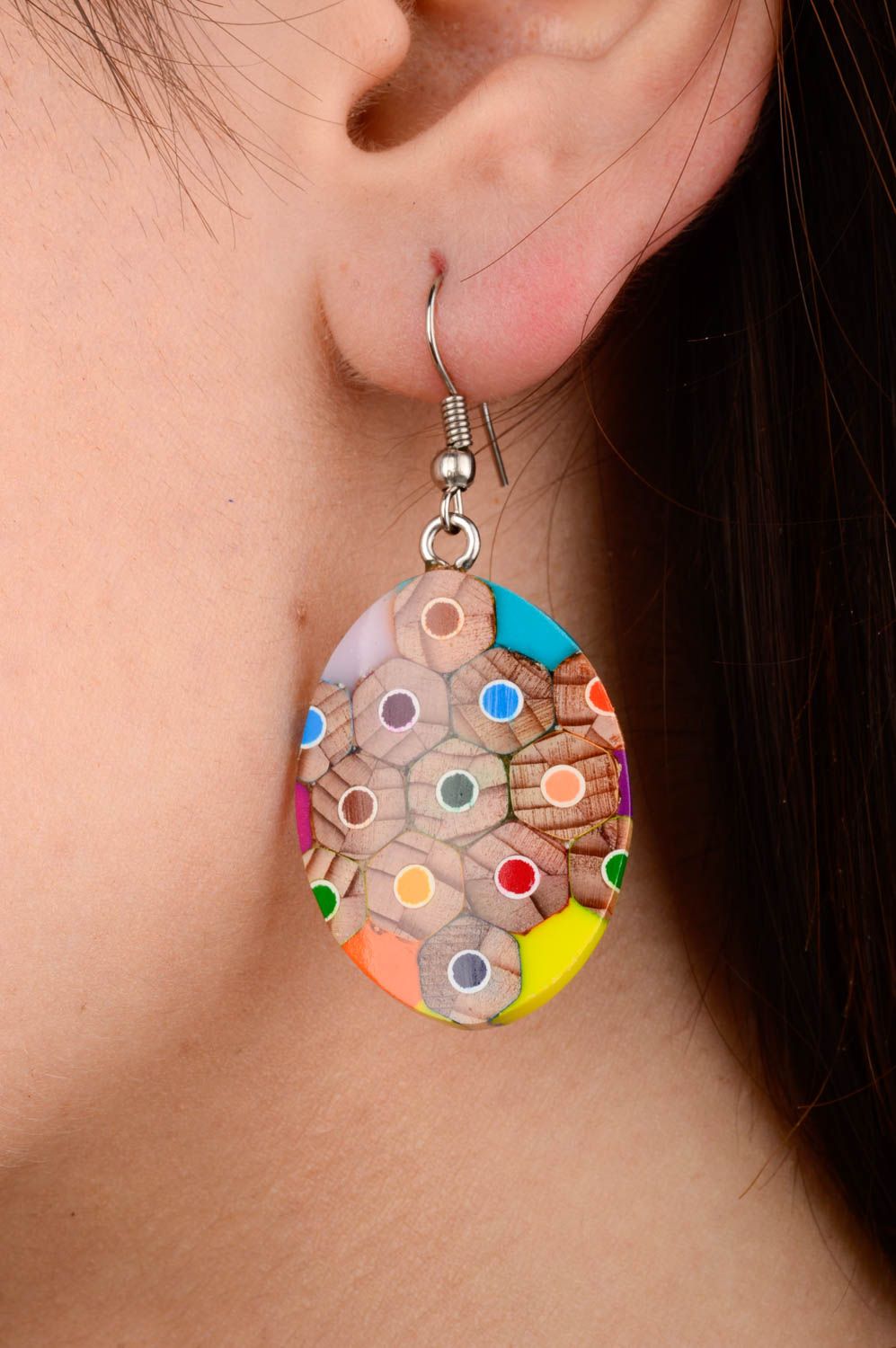Boucles d'oreilles multicolores Bijou fait main crayons argile Cadeau pour femme photo 2