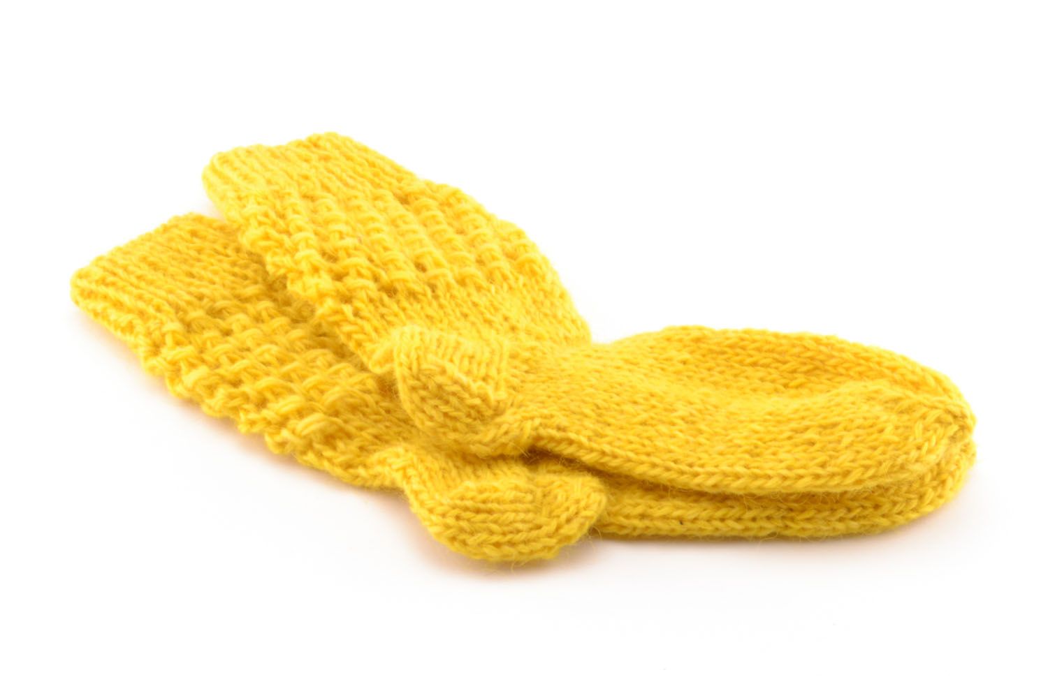 Calcetines de lana tejidos a mano amarillos	 foto 4