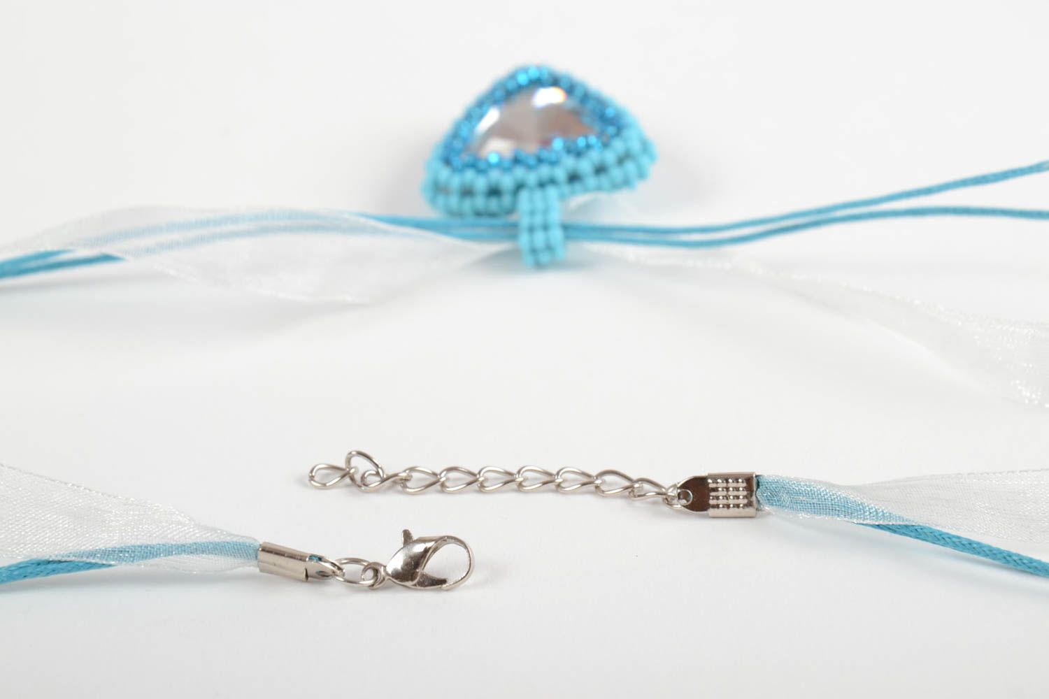 Handmade designer pendant stylish beaded accessory blue beautiful necklace photo 5