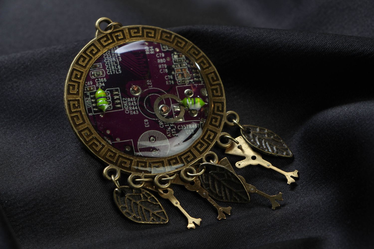 Cyberpunk pendant with microcircuit photo 1