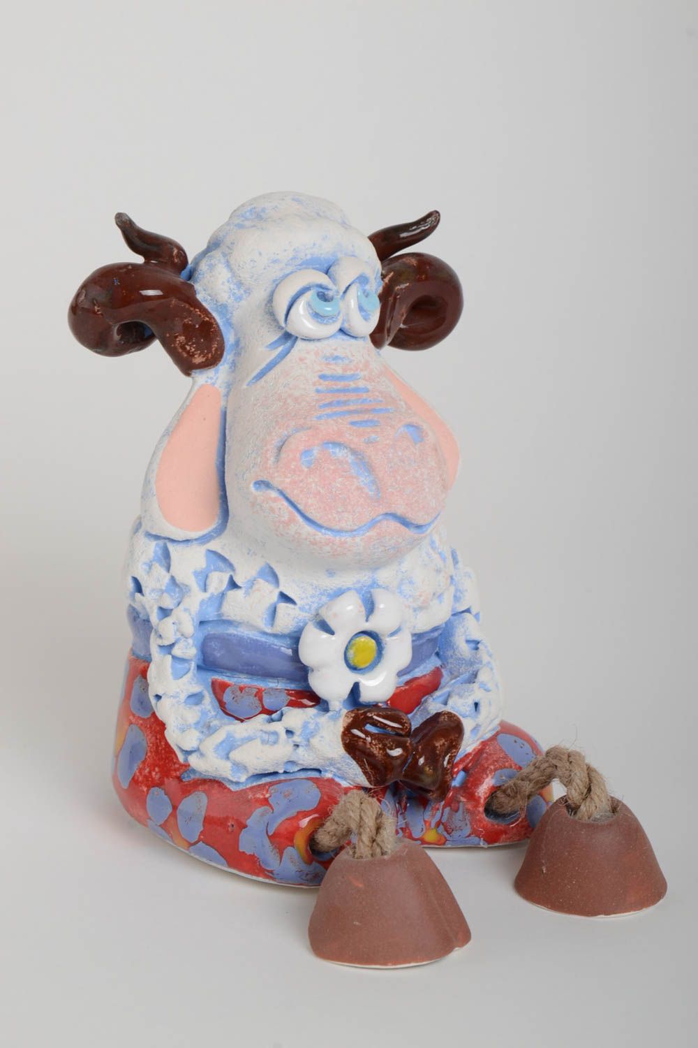Tirelire mouton Figurine animal avec fleur en céramique Cadeau enfant original photo 2