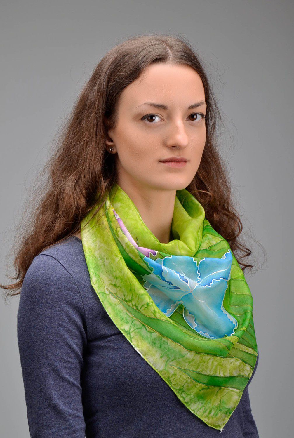 Grüner Schal aus Seide foto 5