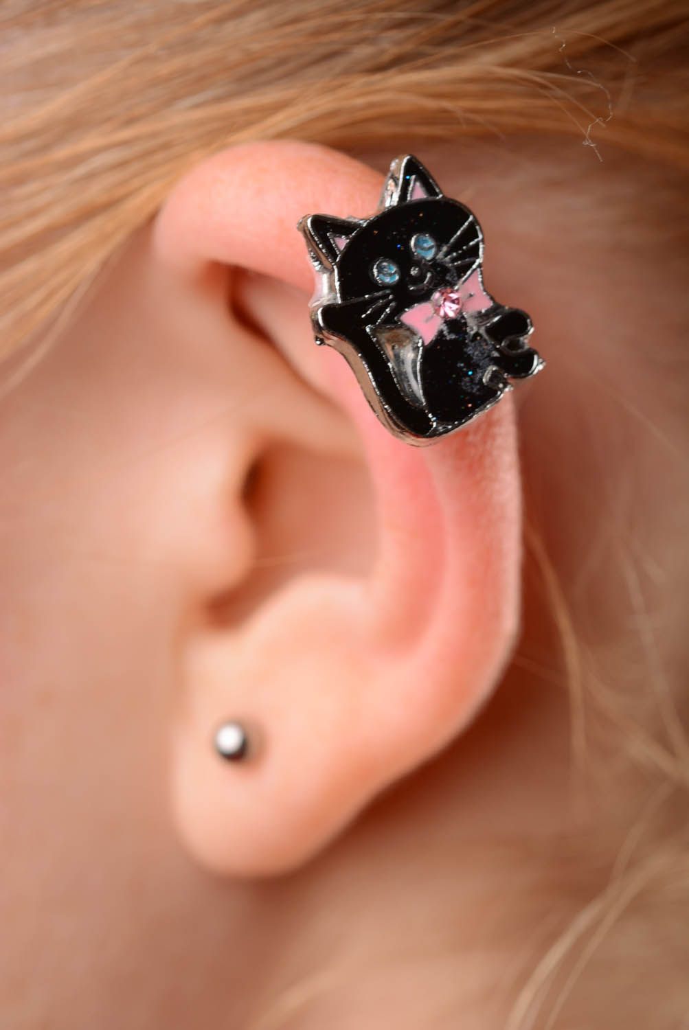 Metal cuff earring Black Kitten photo 3