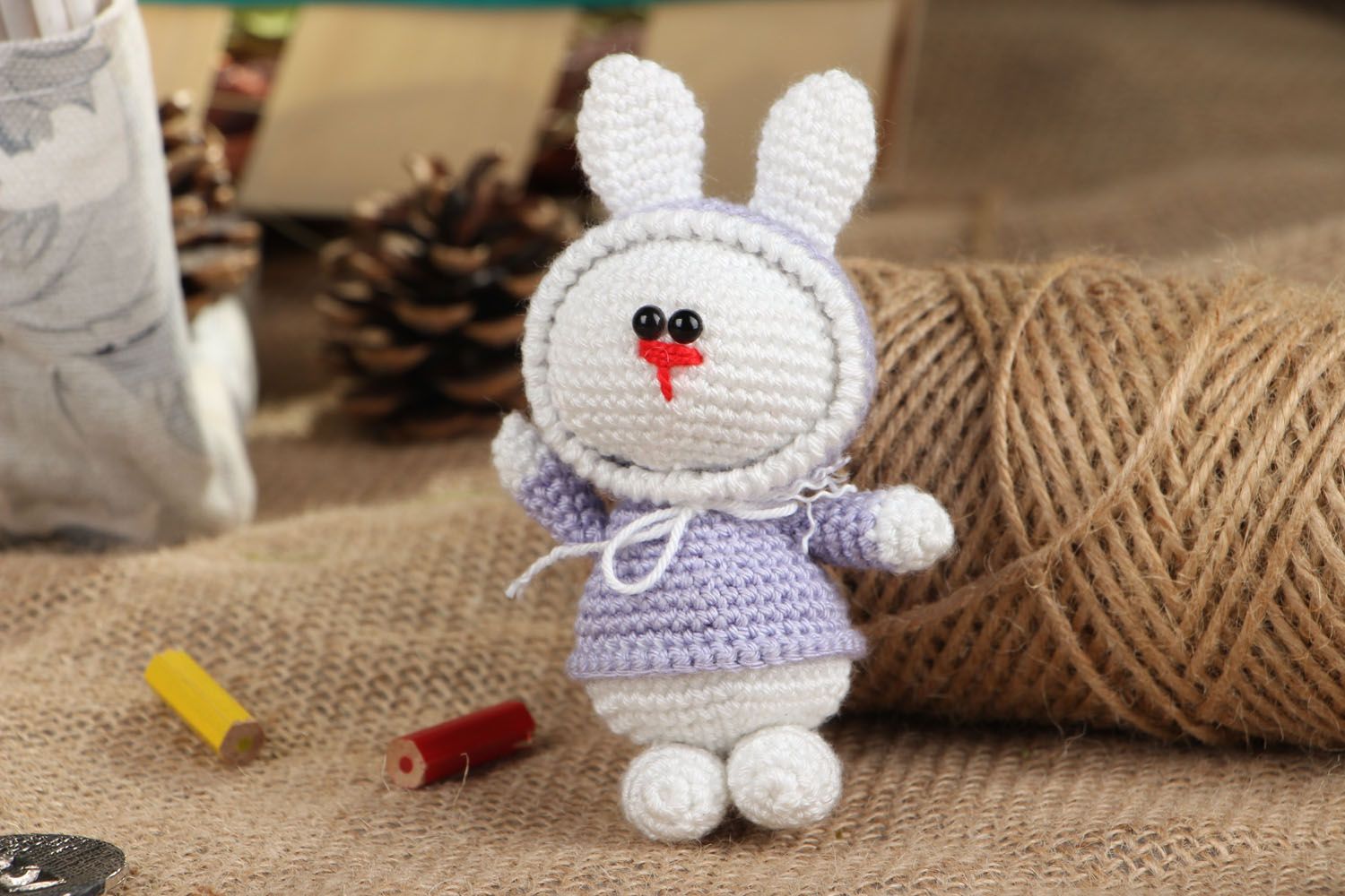 Crocheted toy Bunny in Coat photo 1
