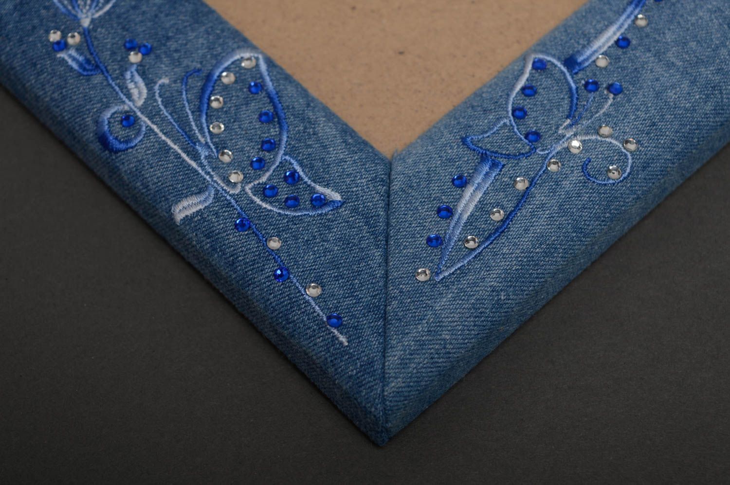 Cornice per foto di jeans fatta a mano portaritratti morbido cornice di legno foto 3