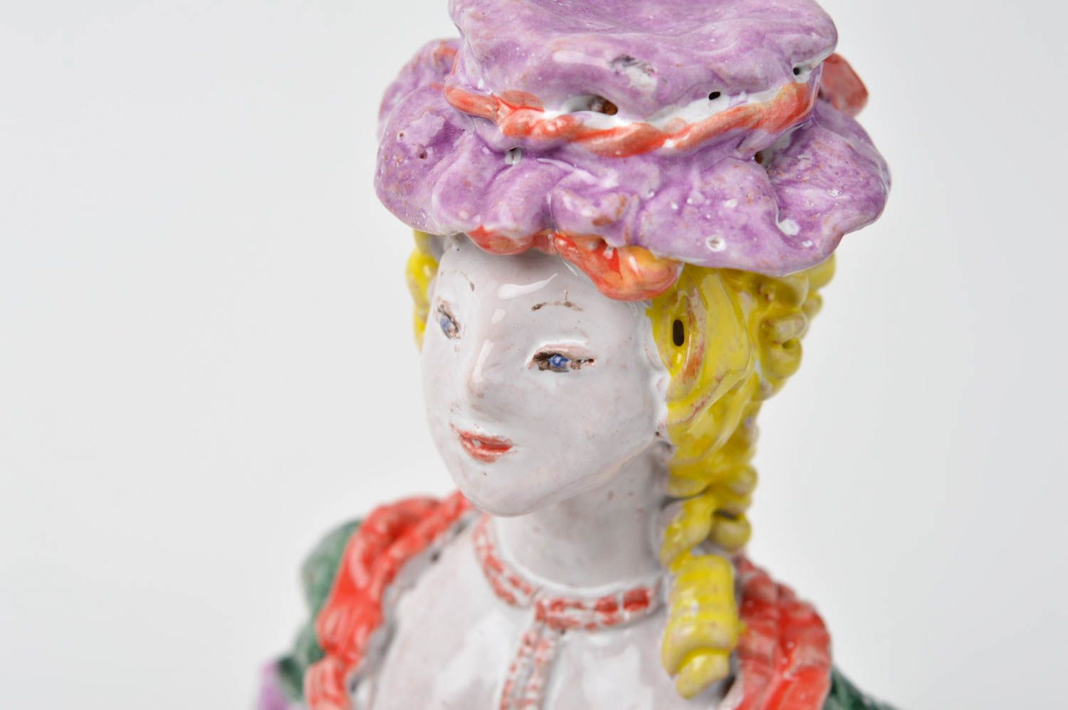 Figurine femme Statuette originale fait main argile peinte Déco intérieur photo 1