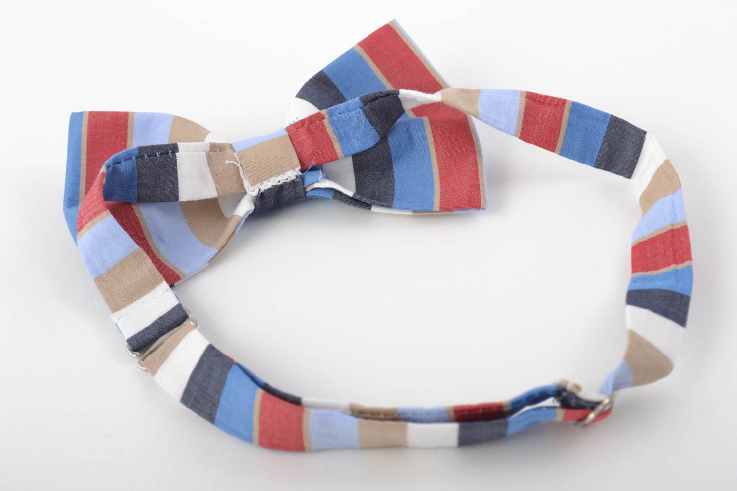 Текстильный галстук-бабочка ручной работы для мужчин и женщин в цветную полоску фото 3