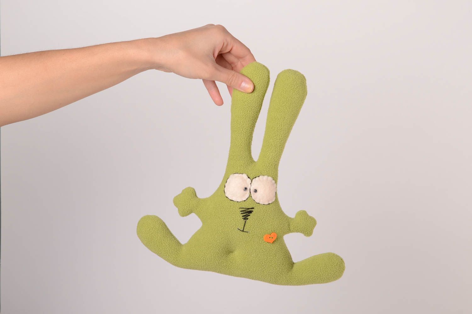 Handmade cute beautiful toy unusual green funny toy textile animal toy photo 2
