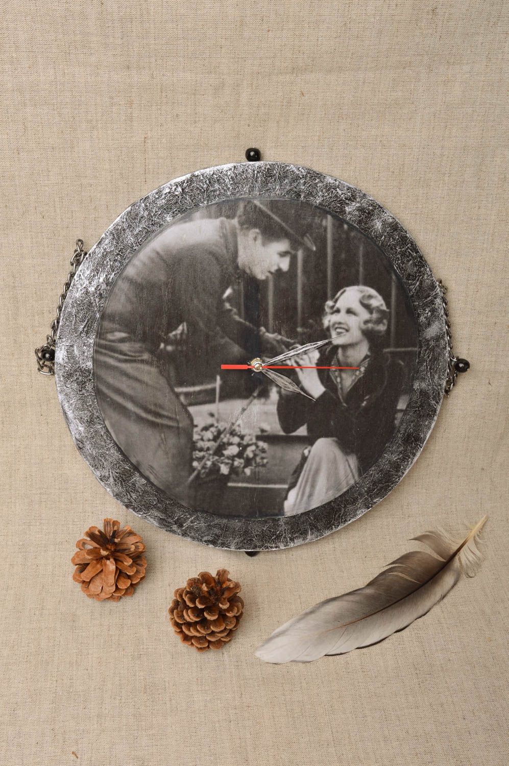 Reloj de pared hecho a mano objeto de decoración vintage adorno para casa  foto 1
