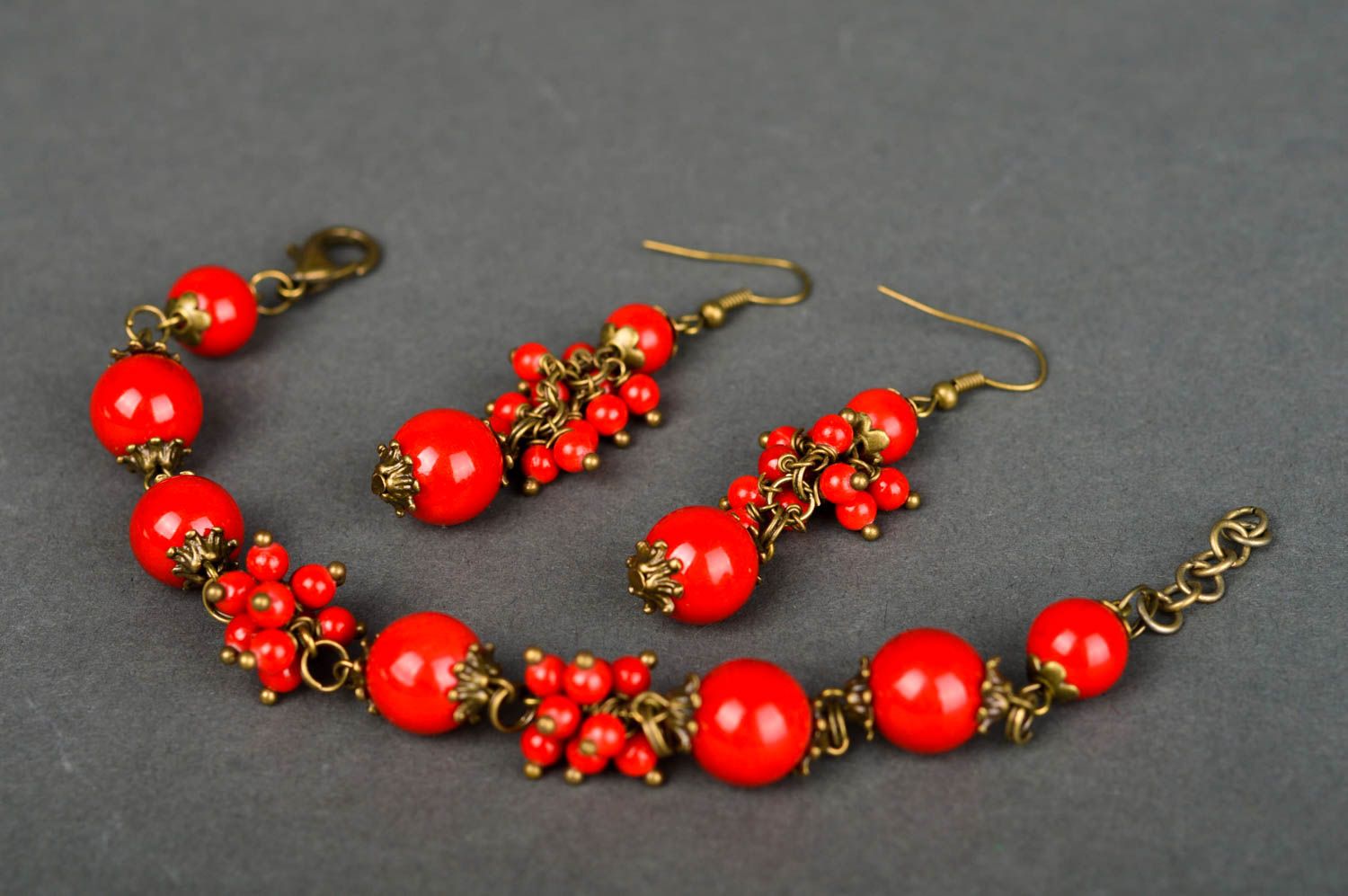Beautiful handmade beaded earrings bracelet designs artisan jewelry set photo 4