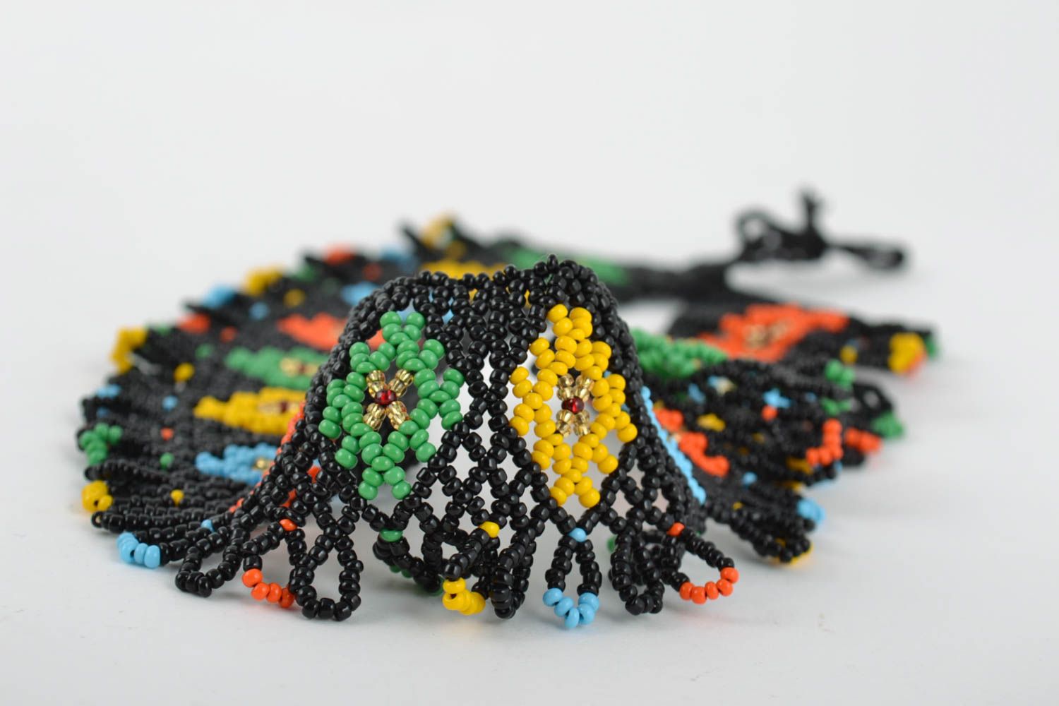 Handmade colorful unusual designer necklace made of Czech beads photo 3