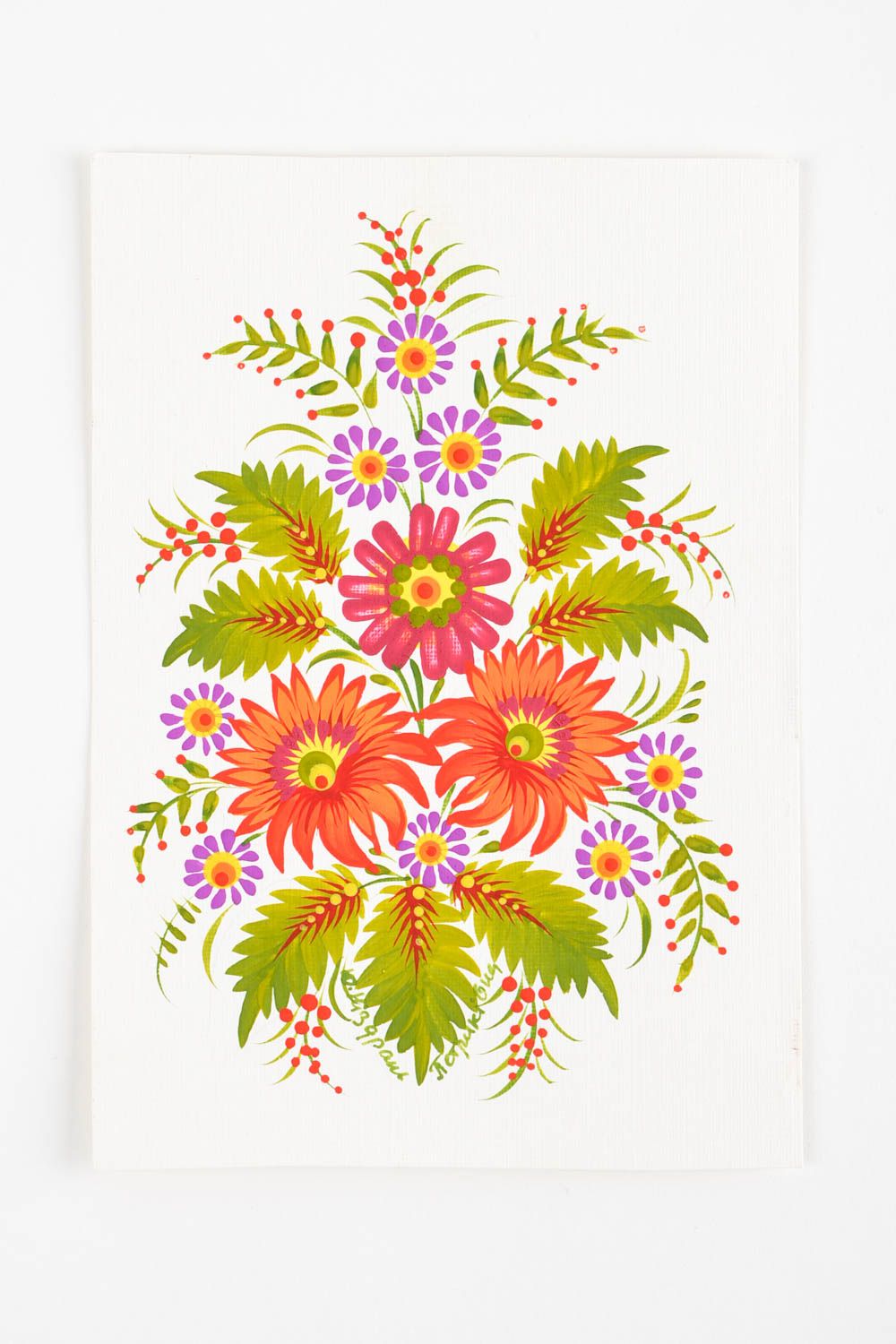 Carte de voeux faite main à motifs floraux peinte originale Petit cadeau photo 5