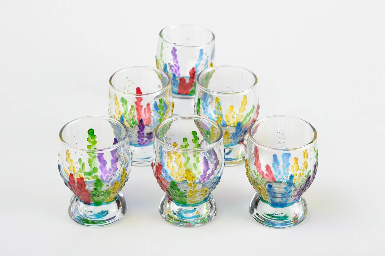 Unusual handmade shot glass shot glasses set 6 pieces painted glass gift ideas photo 4