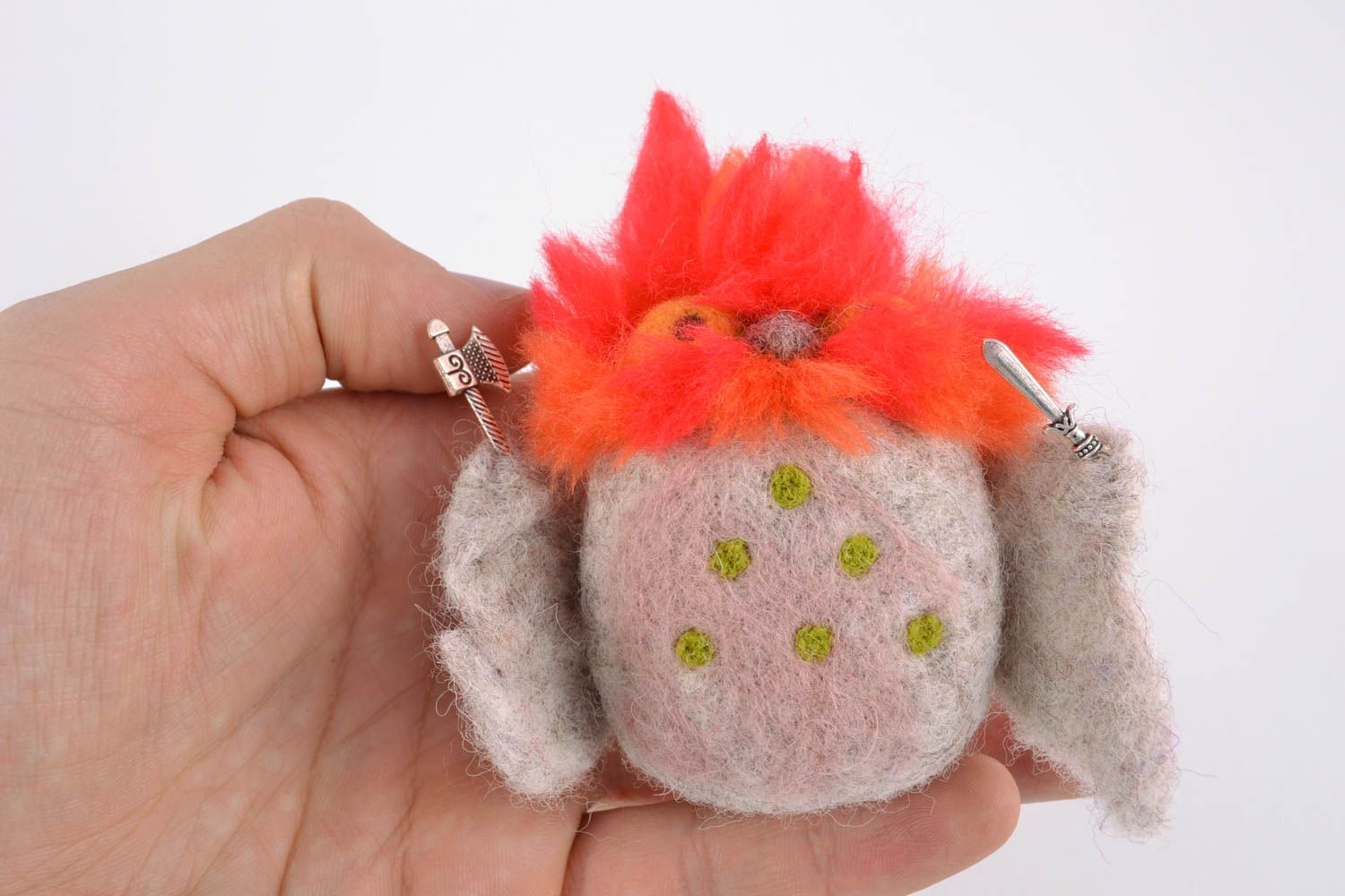 Petit jouet en laine feutrée fait main cadeau pour enfant Hibou défenseur  photo 2