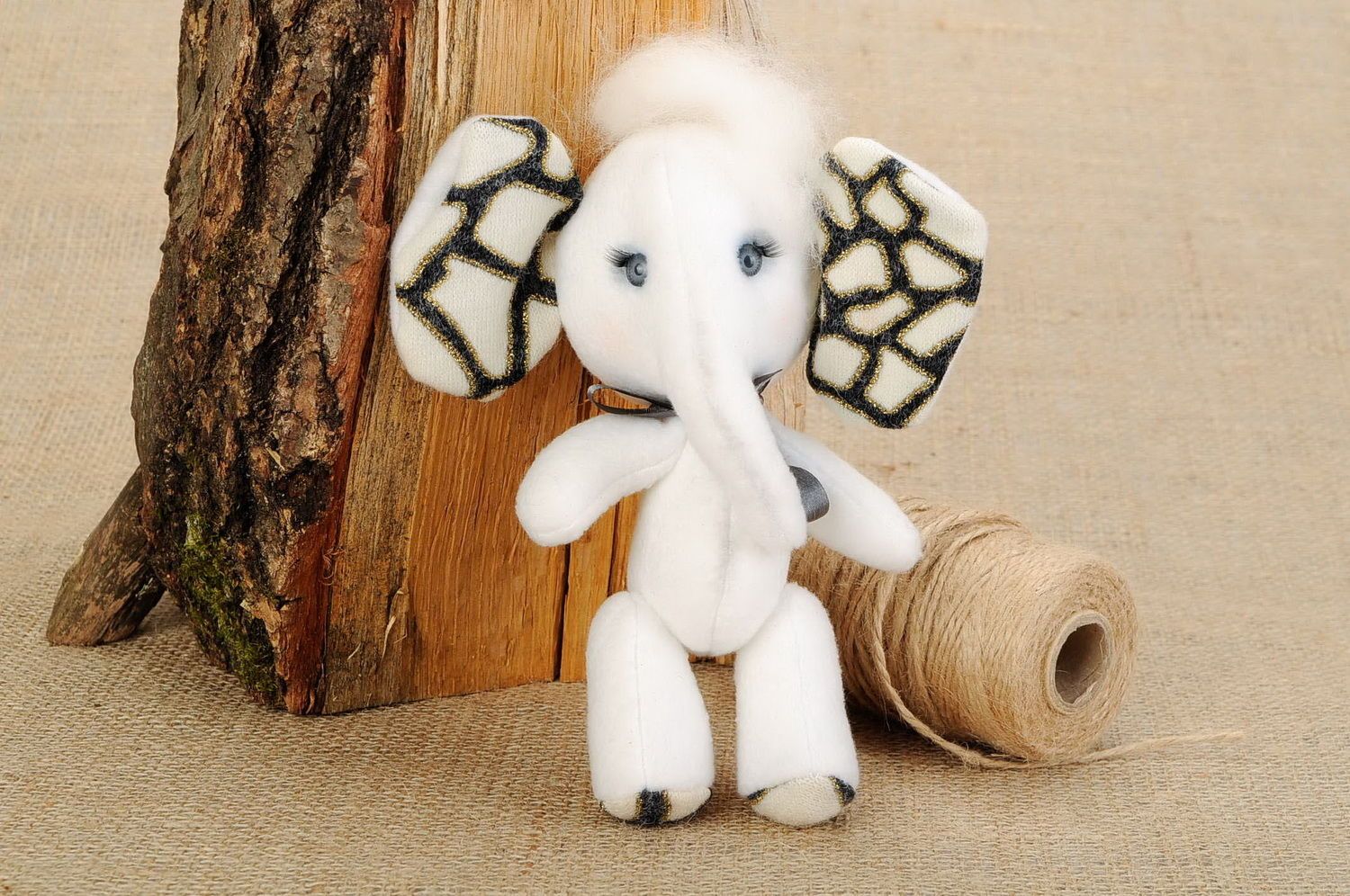 Toy made of fleece White elephant photo 1