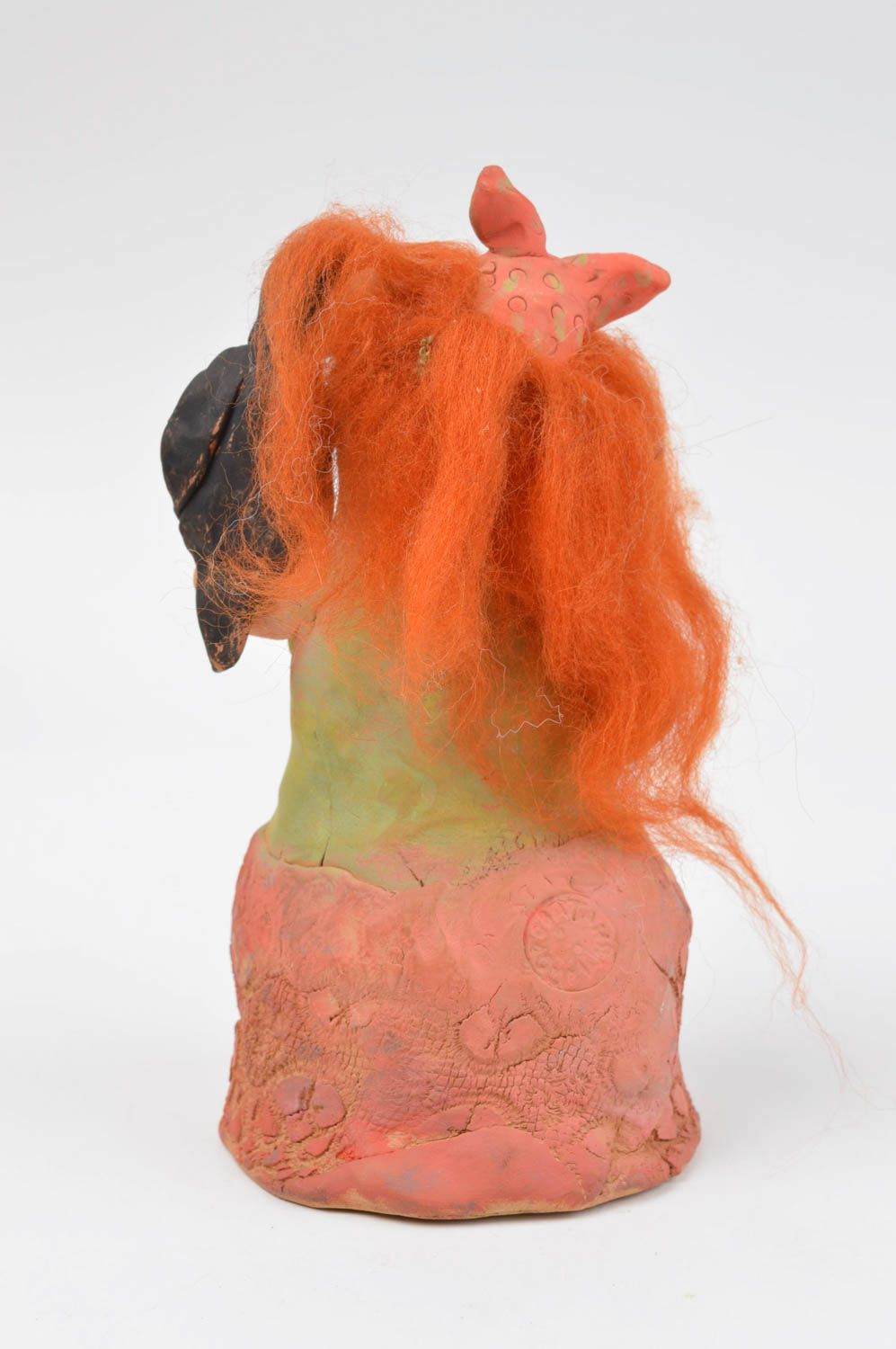 Statuetta adorabile in argilla fatta a mano figurina decorativa in ceramica  foto 4