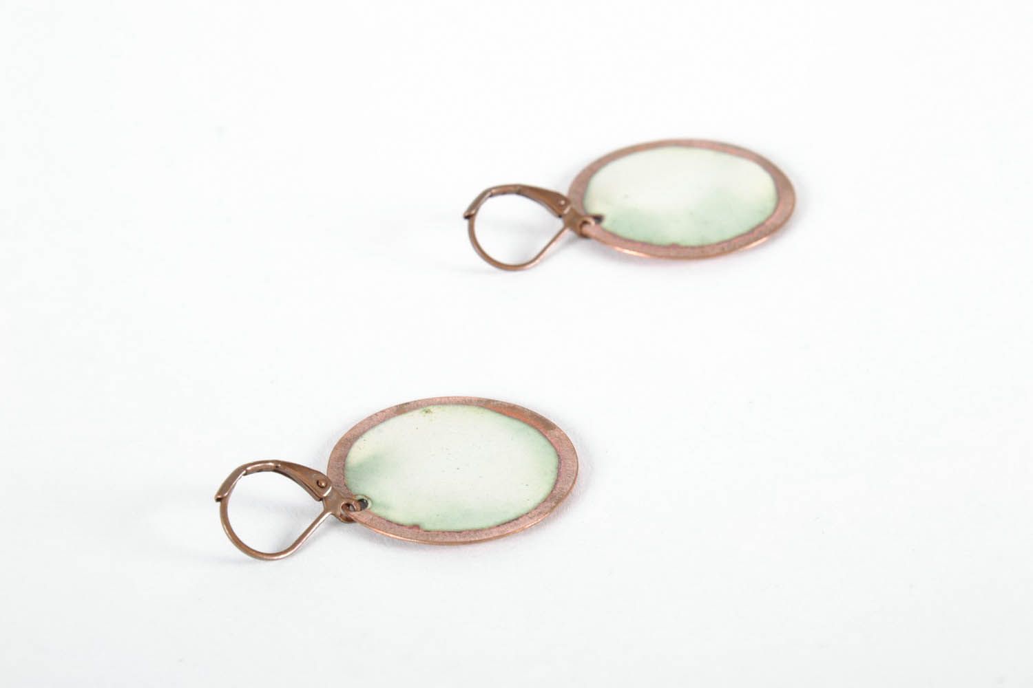 Copper earrings with ornament photo 3