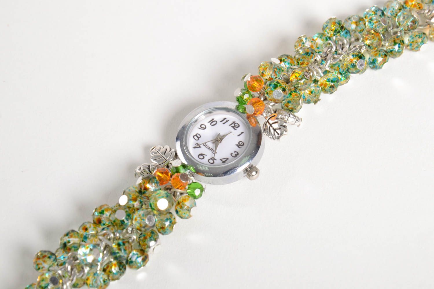 Модный браслет хэнд мейд необычные часы очень стильные браслет из бусин фото 3