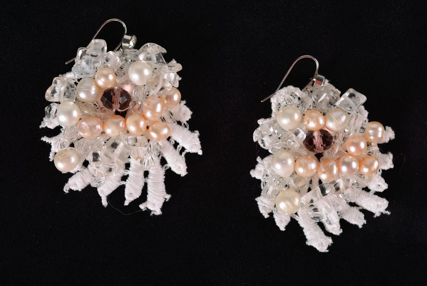 Boucles d'oreilles pendantes Bijou fait main perles naturelles Cadeau pour femme photo 1