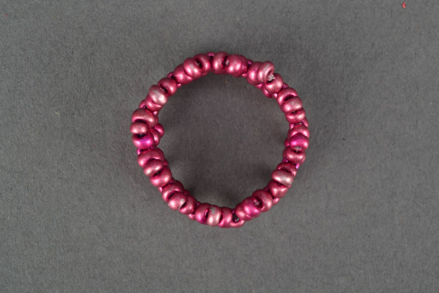 Bright purple woven seed bead ring photo 3