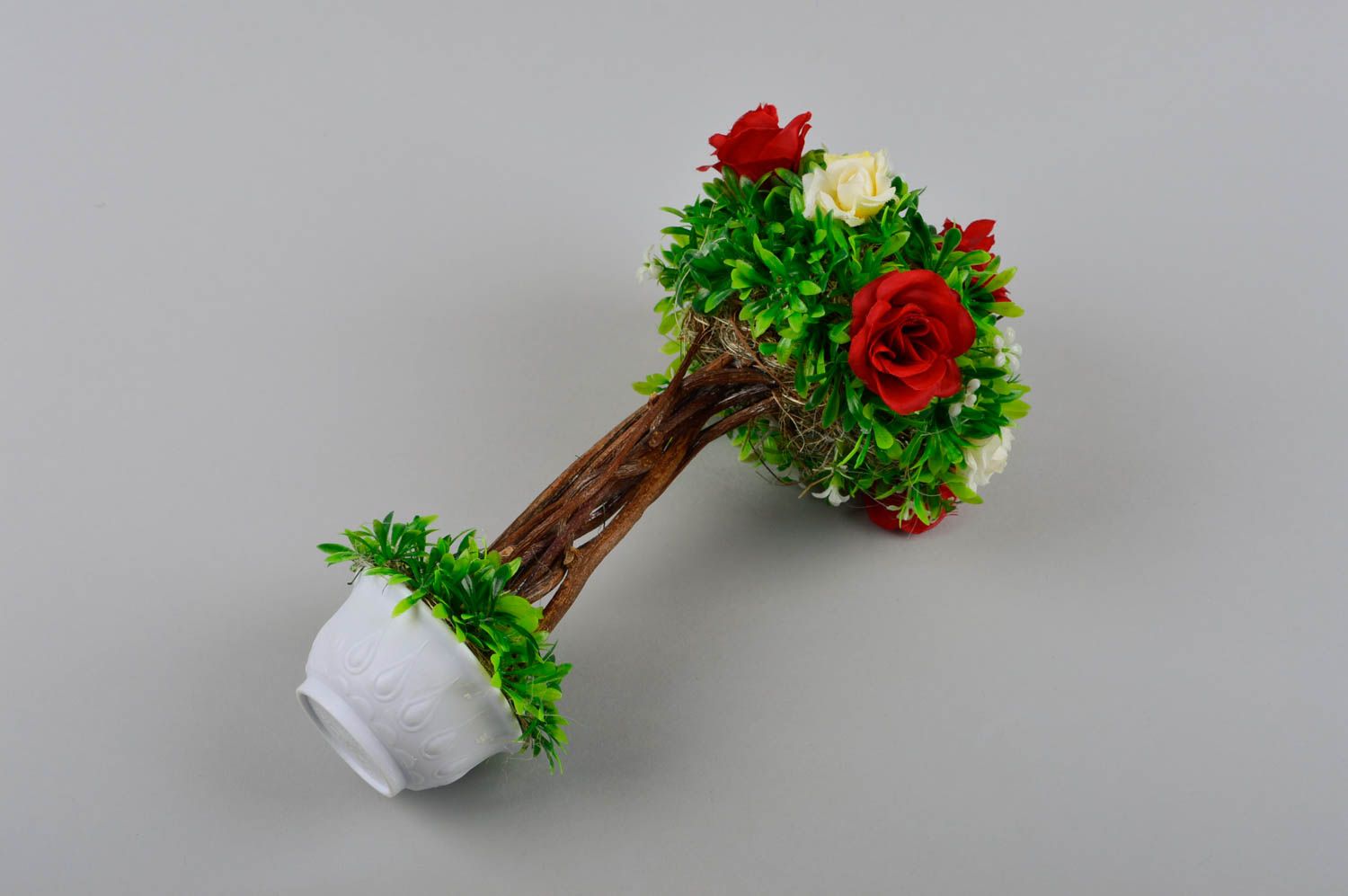 Topiario de flores hecho a mano regalo original elemento decorativo Rosas foto 5