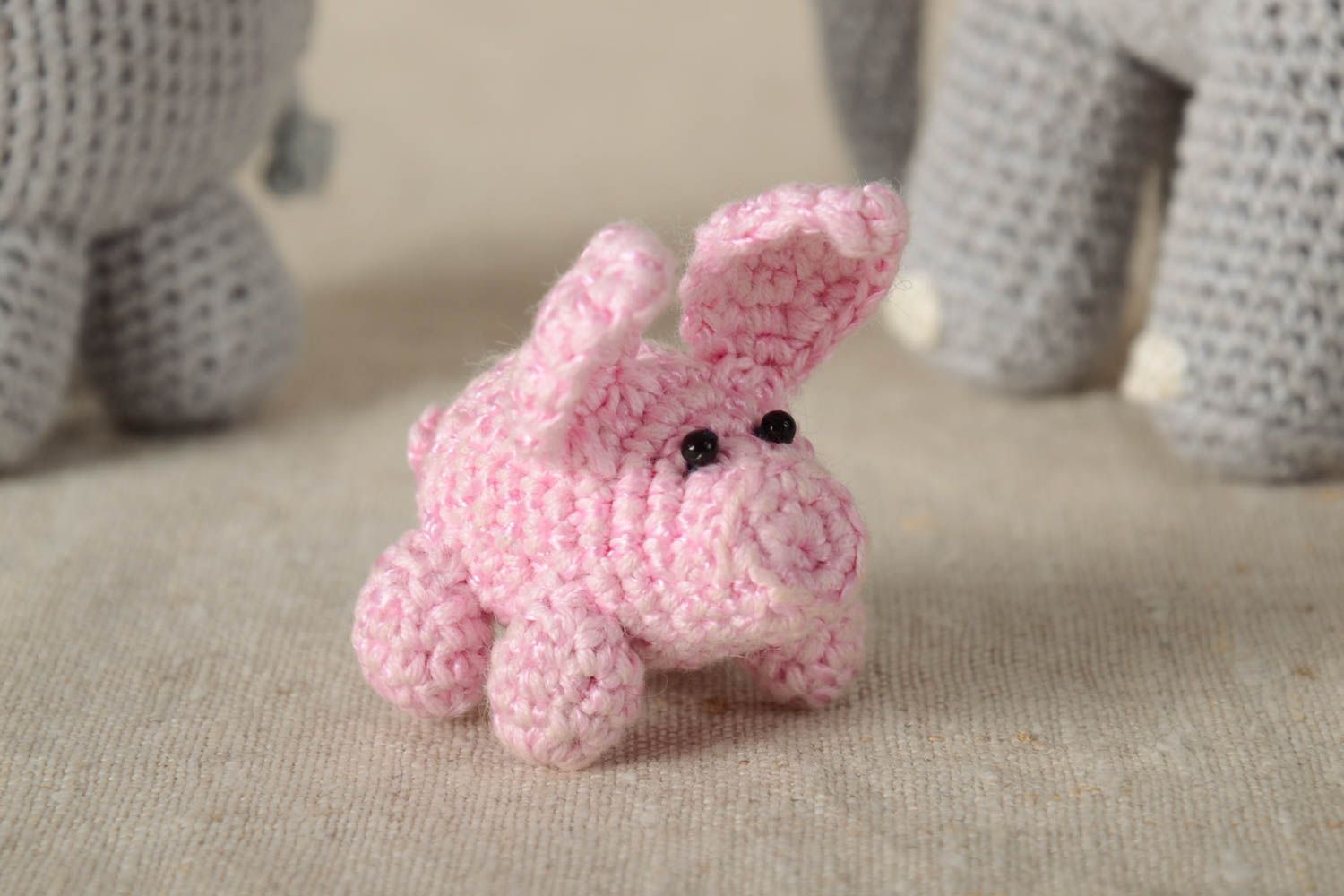 Peluche cochon faite main Jouet tricot en coton au crochet petit Cadeau enfant photo 1
