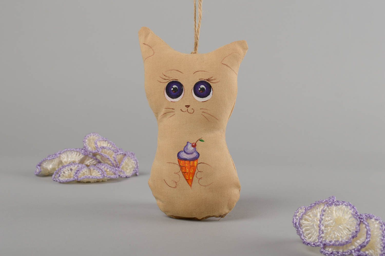 Handmade Kuscheltier Katze Stoff Spielzeug Geschenk für Kinder Deko Anhänger foto 1