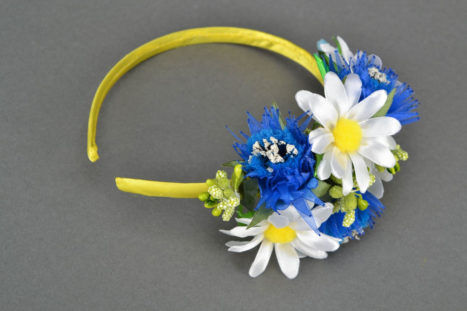 Headband with camomiles and cornflowers photo 1