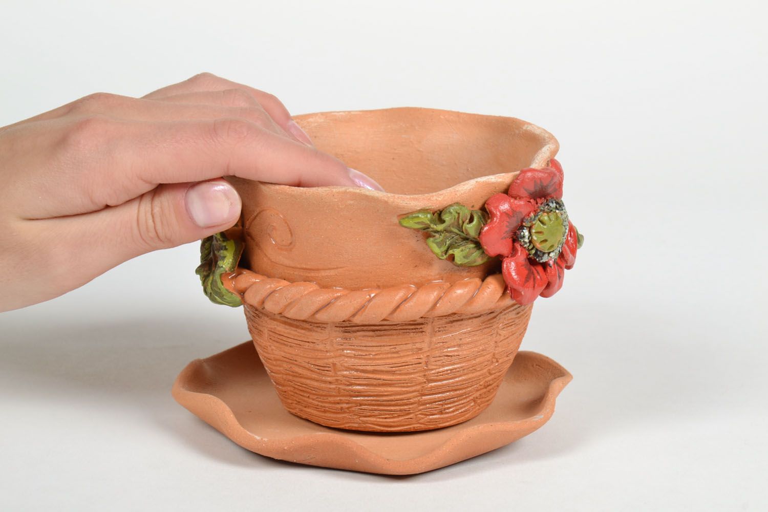 Pot à fleurs en terre cuite fait main photo 5