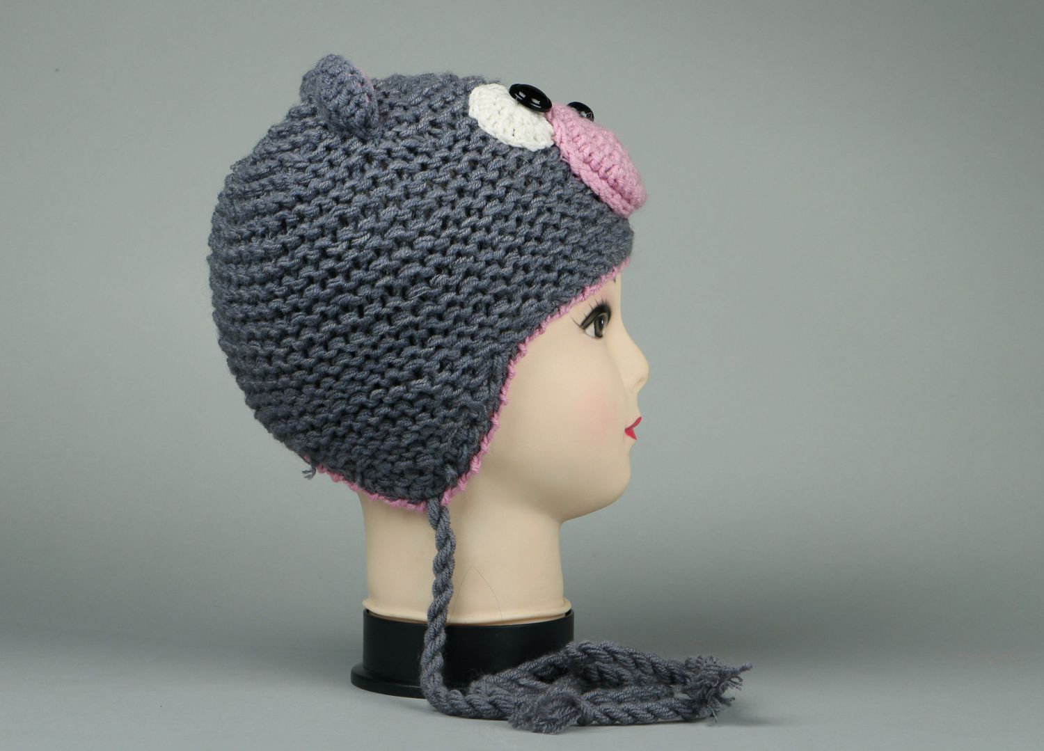 Knitted hat Gray mouse photo 1