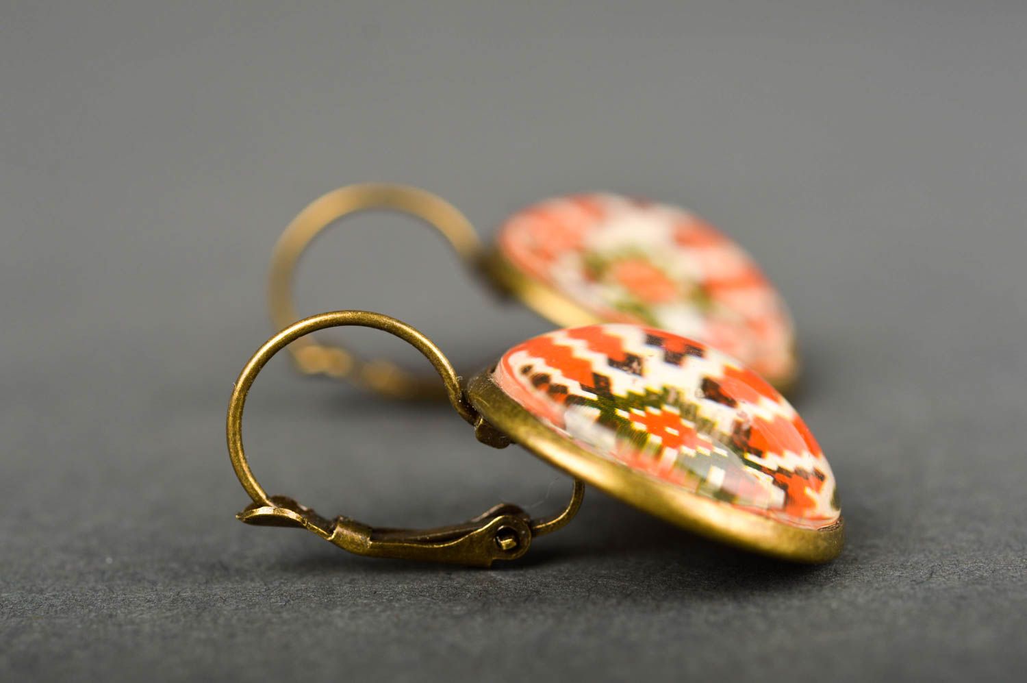 Handmade vintage earrings handmade jewelry earrings with print fashion jewelry photo 3