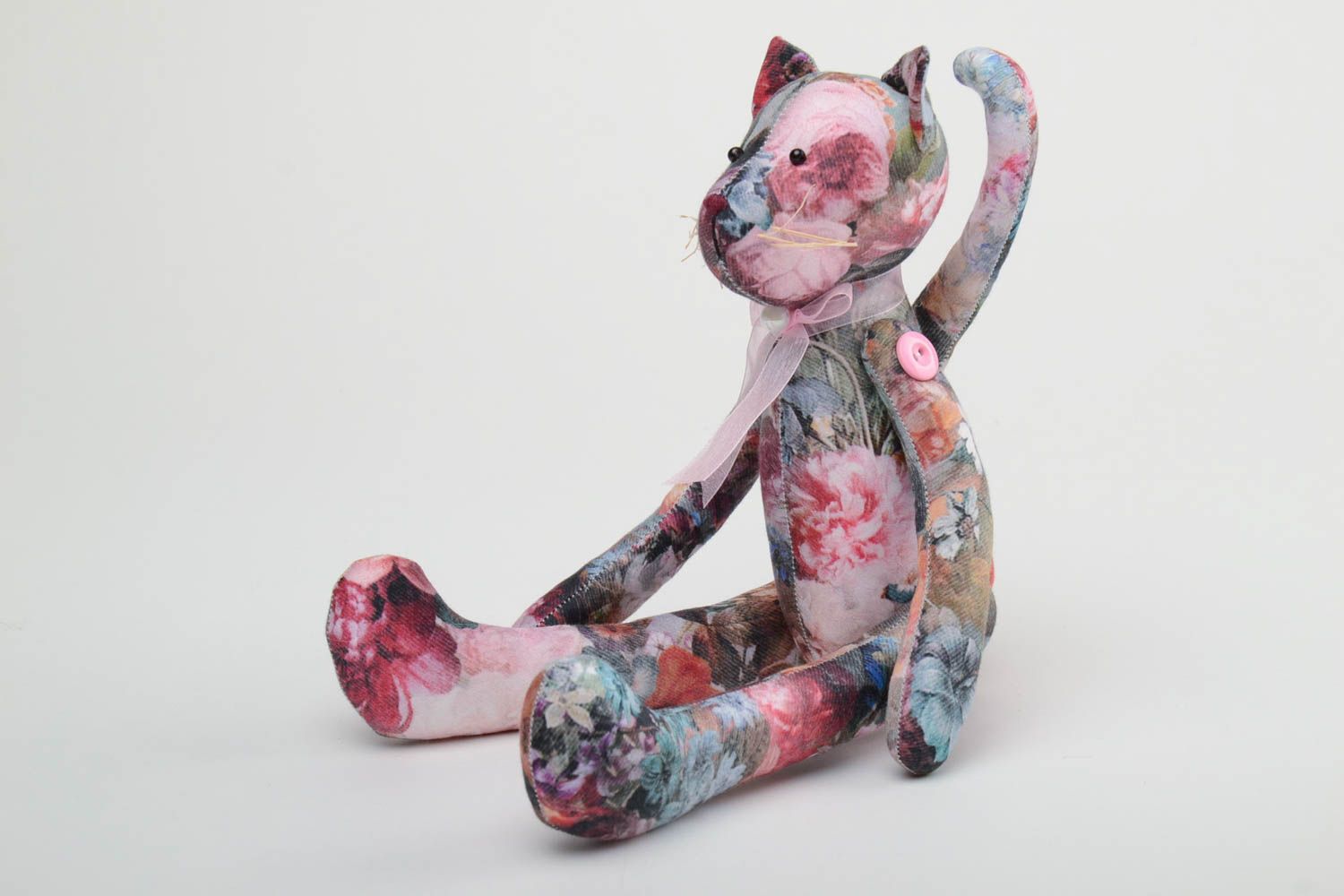 Juguete artesanal gato de tela muñeco de peluche para interior y niños  foto 2