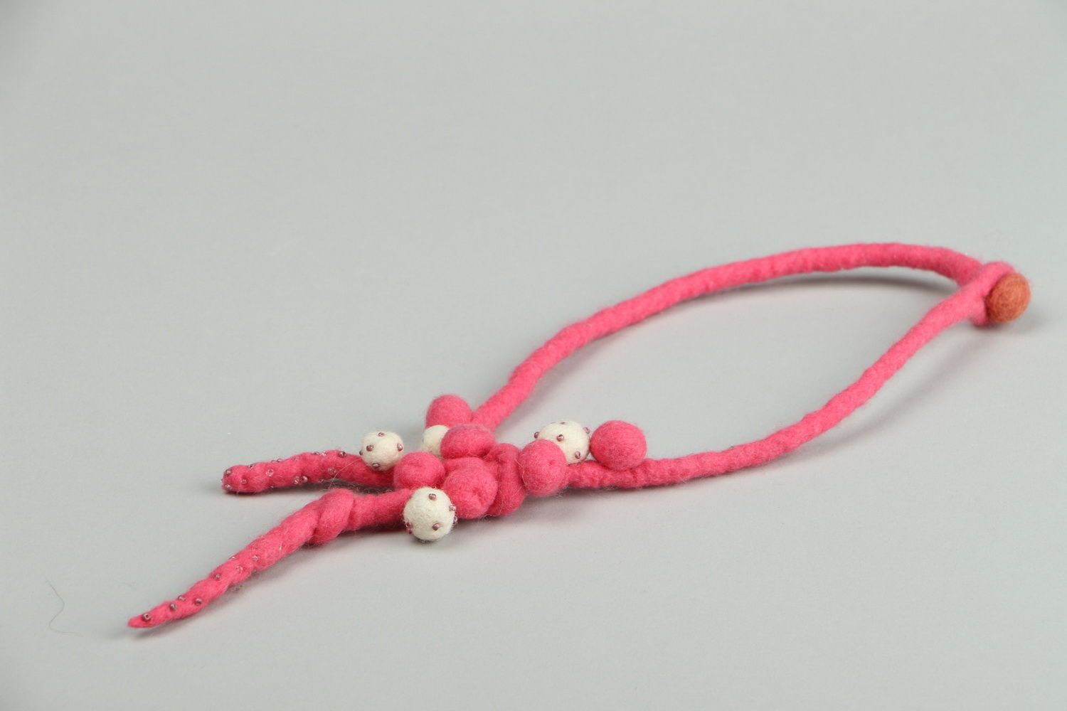 Woolen necklace with beads Raindrops photo 2