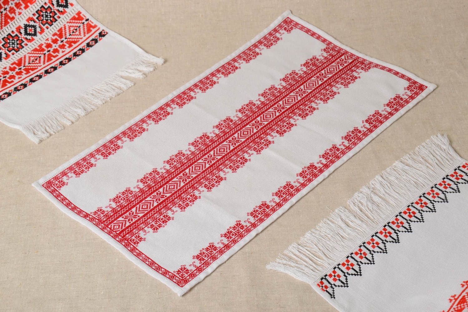 Handmade unique cross-stitch embroidery napkin designer decorative home ideas photo 1