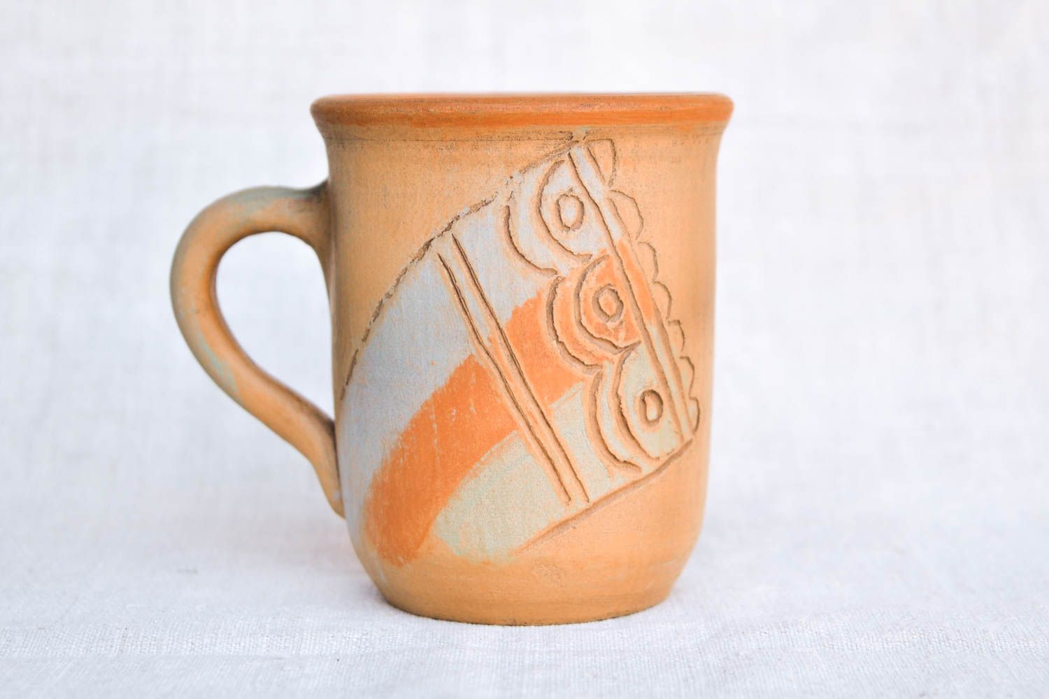 Чайная чашка ручной работы глиняная чашка посуда для чая 250 мл с росписью фото 3