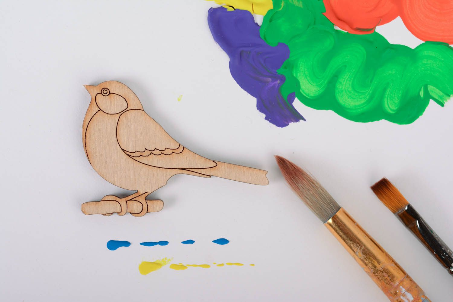 Wooden element for painting with magnet Titmouse photo 1