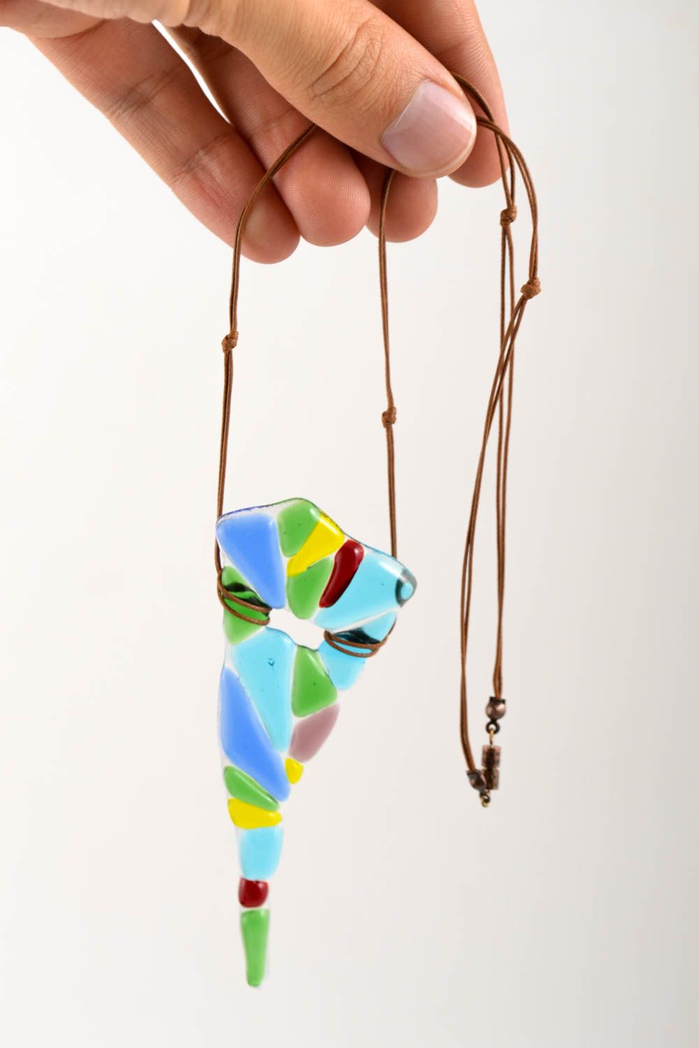 Handmade female glass pendant unusual elegant pendant cute jewelry for girls photo 5