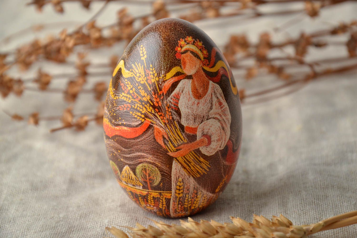Handmade Easter egg with painting in Ukrainian style photo 1