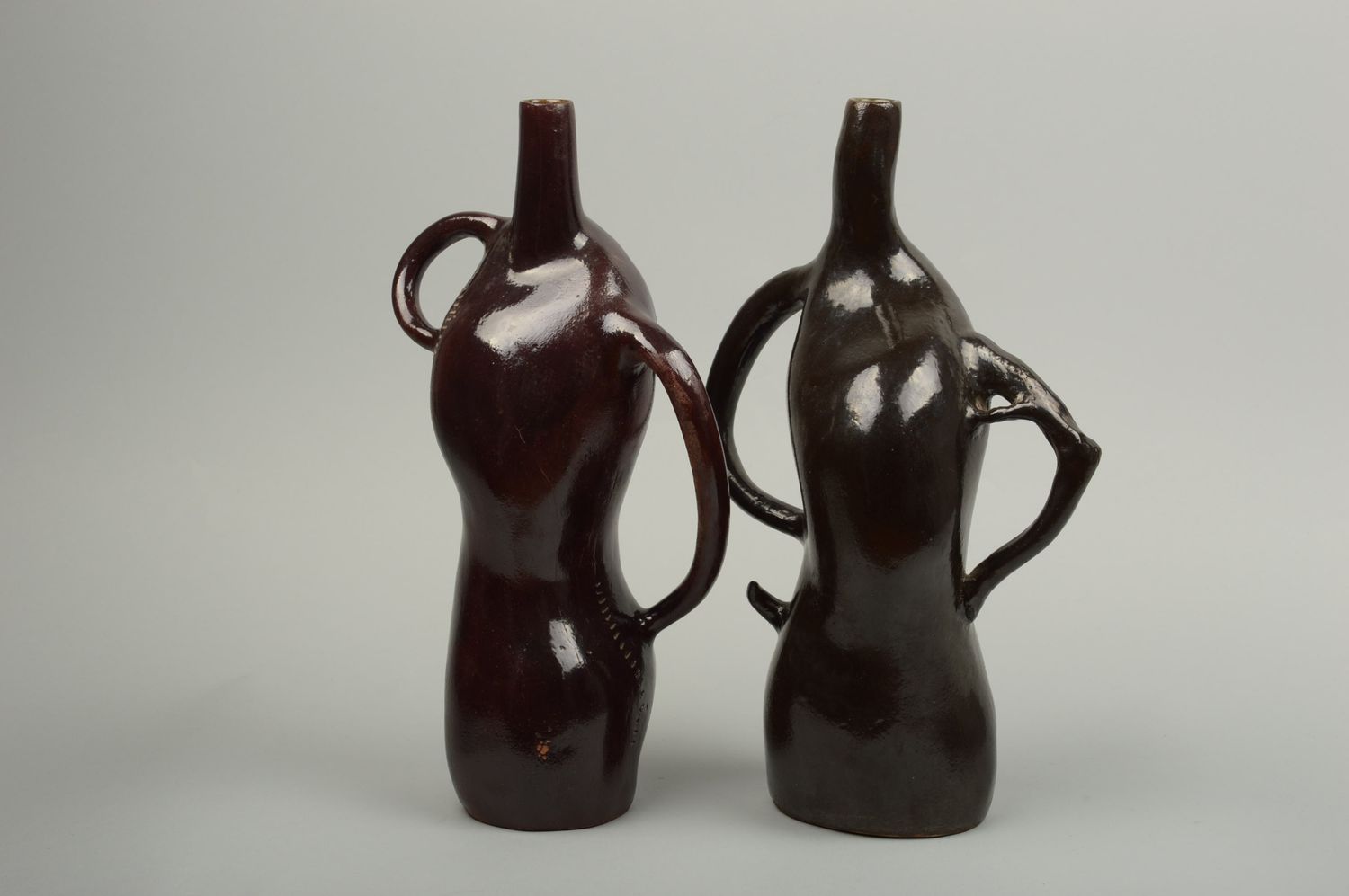 Set of 2 50 oz wine ceramic carafes, wine bottles set with handles 13,8 inches, 3,86 lb photo 2