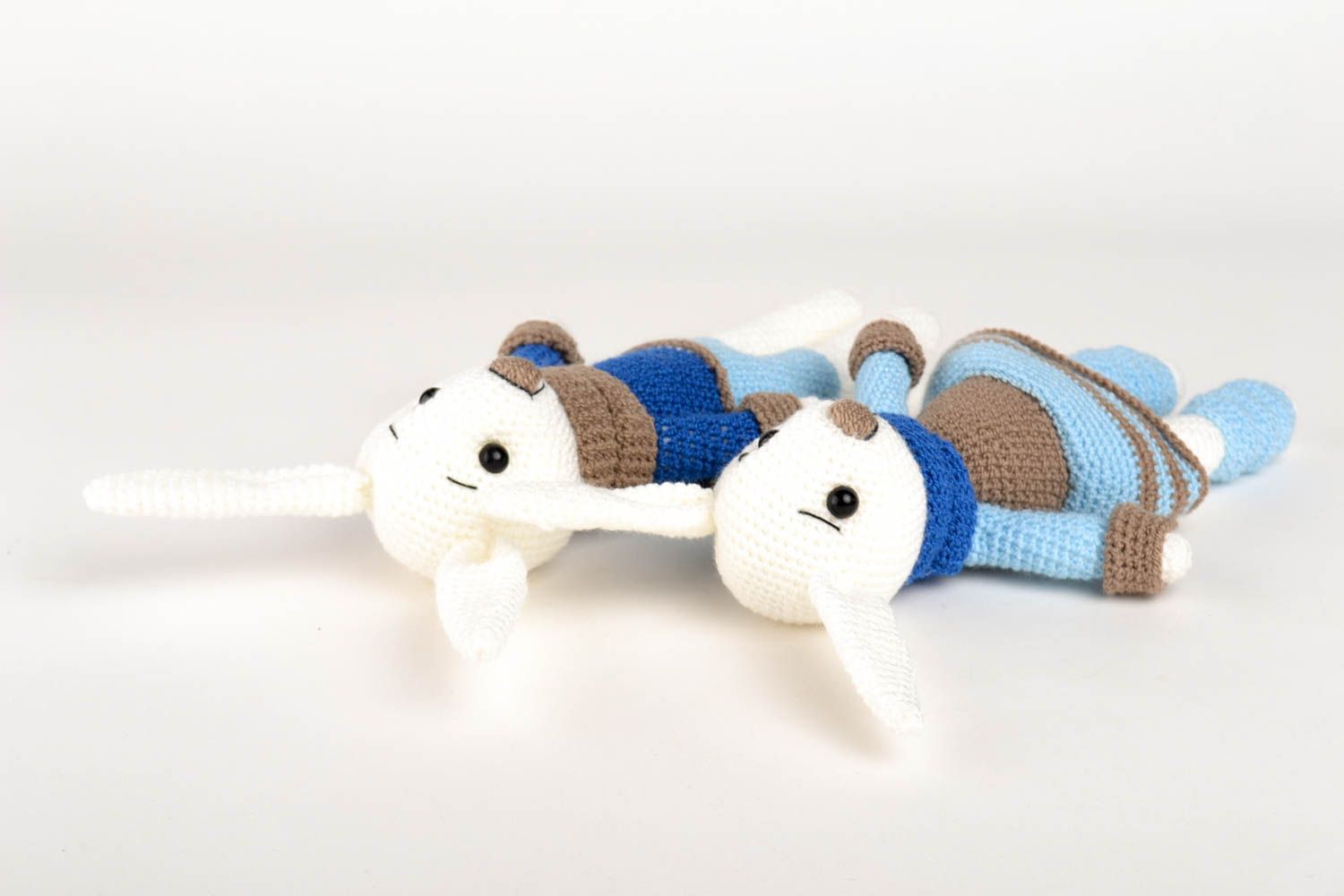 Jouets lapins Peluches faites main Cadeau enfant tricoté original unique design photo 2