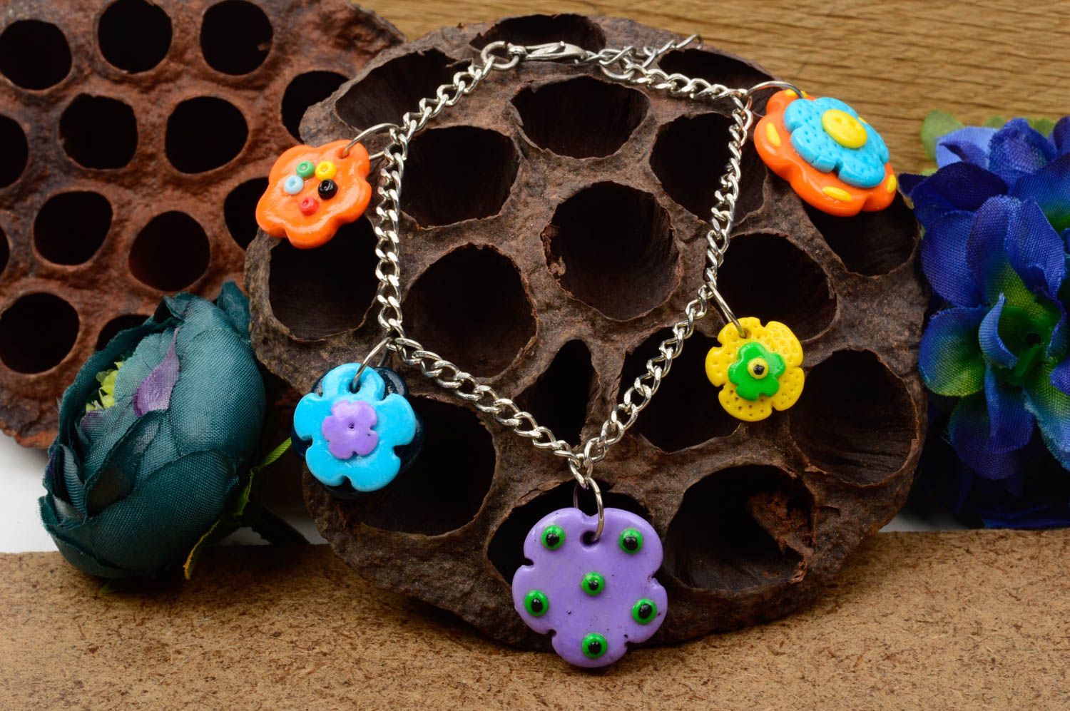 Costume jewelry polymer clay charm bracelet chain bracelet gifts for girls photo 1
