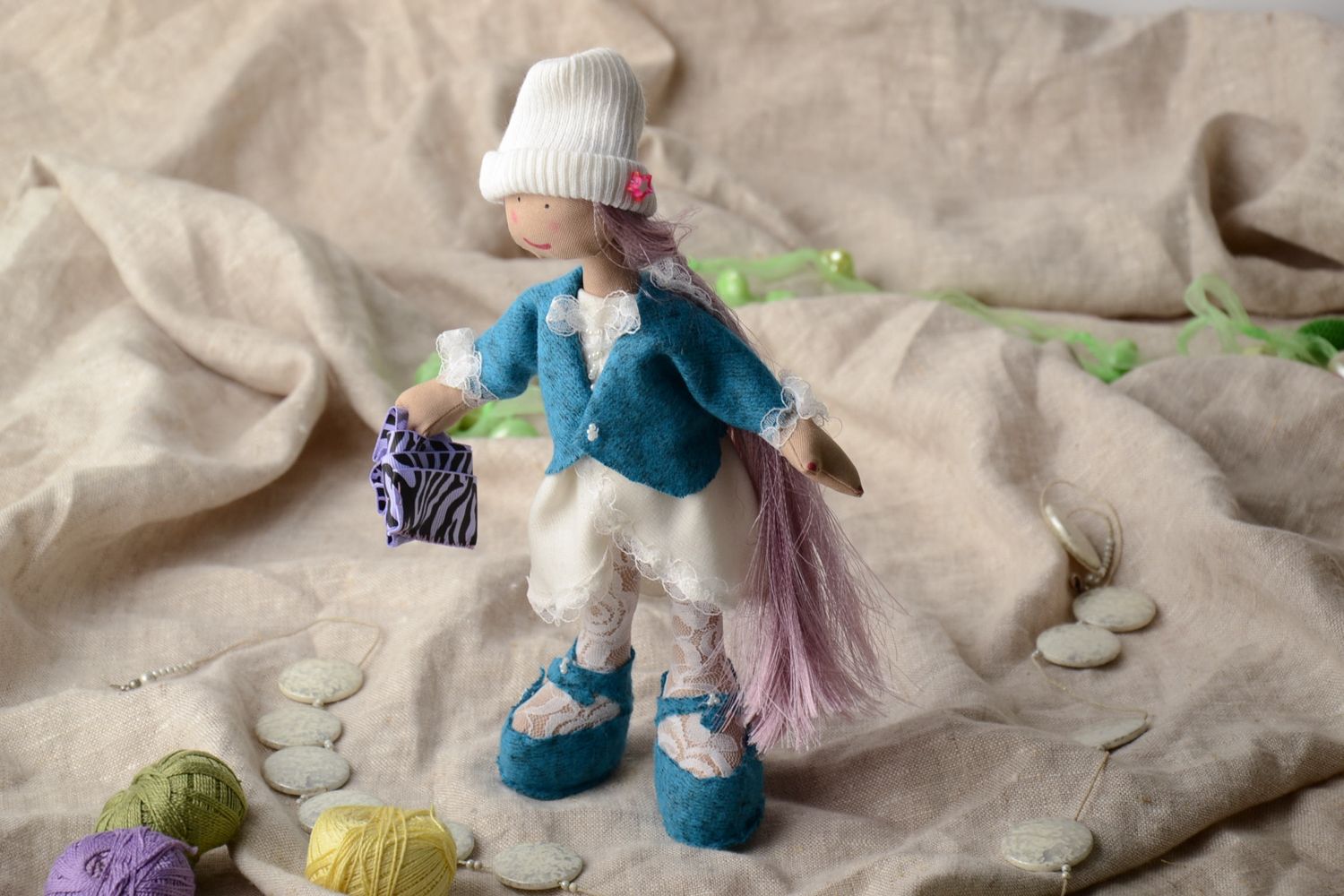 Кукла ручной работы из ткани Лулу фото 1