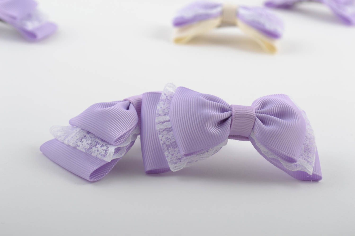 Handmade hair clip ribbon barrette stylish hair accessories present for girl photo 1