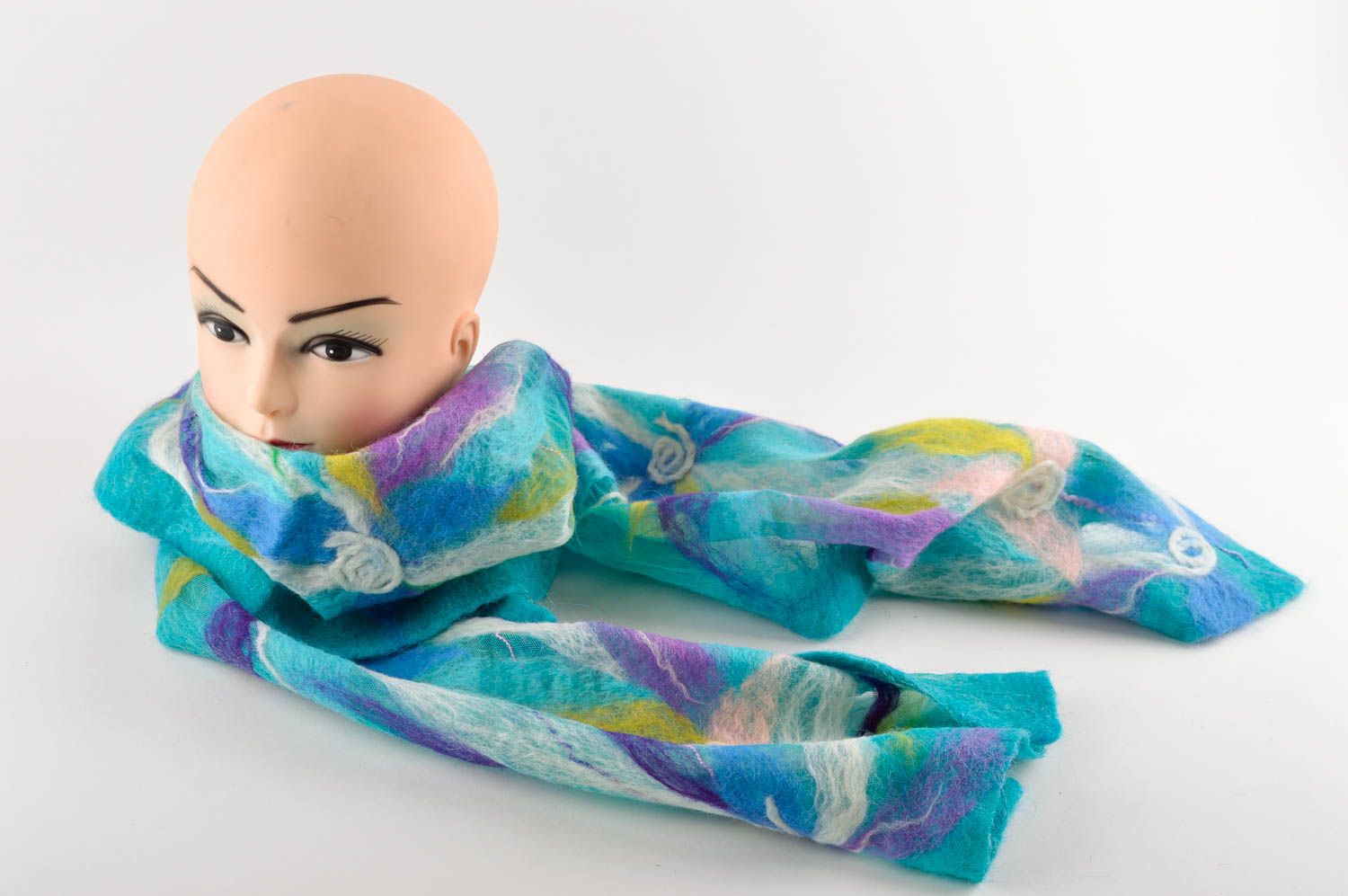 Теплый шарф ручной работы женский аксессуар шарф из шерсти валяный шарф фото 2