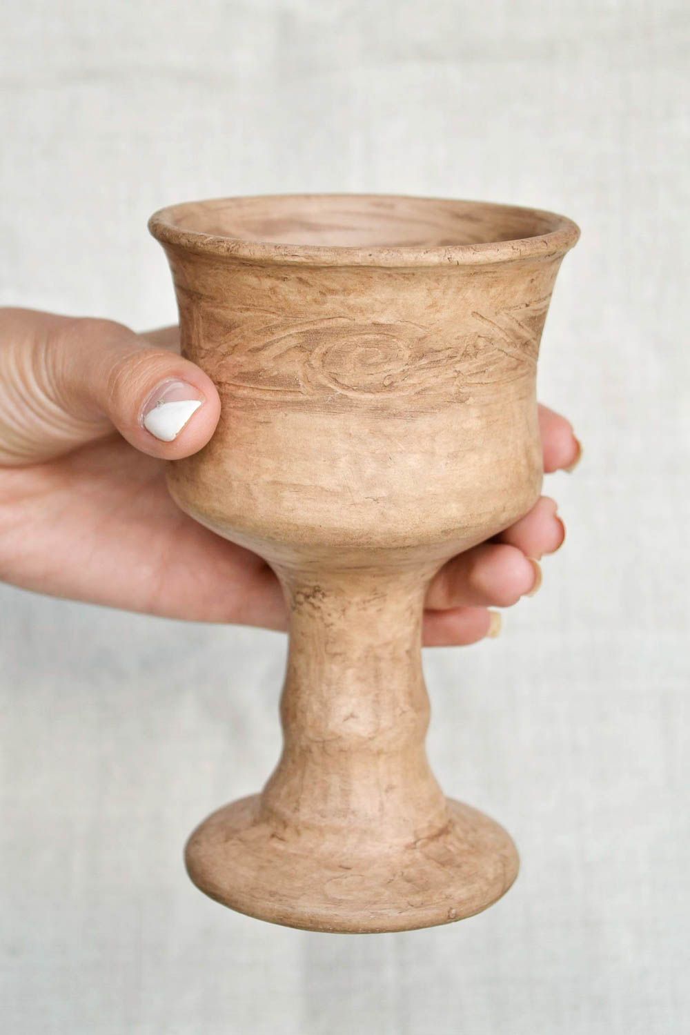 Бокал для вина ручной работы керамическая посуда глиняный кубок для питья фото 2