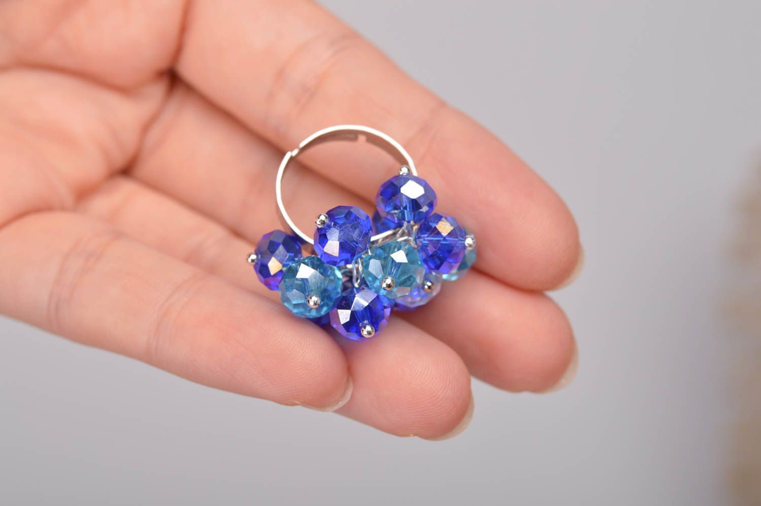 Ring Damen handmade Schmuck Ring Designer Accessoires Geschenk Ideen in Blau foto 2