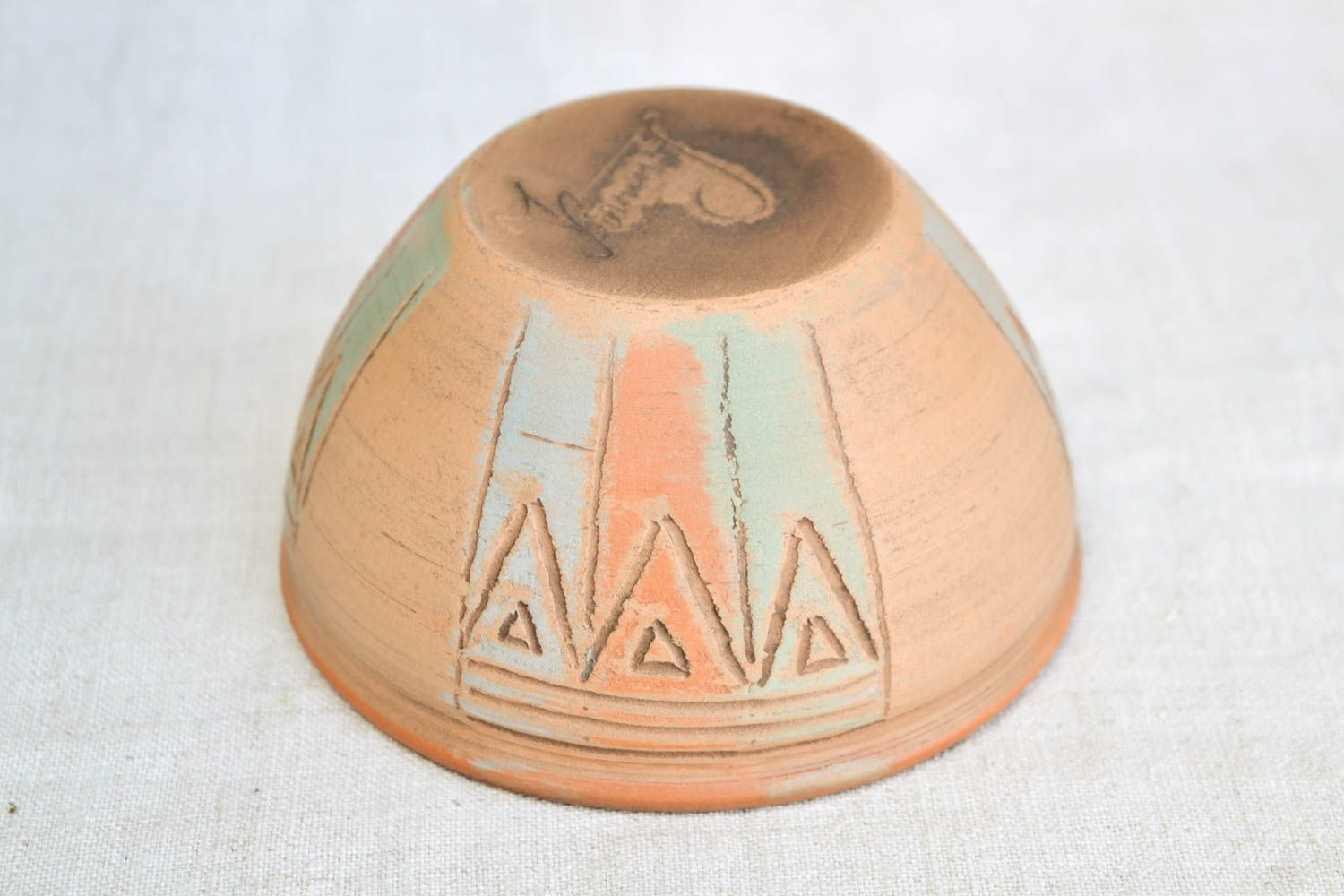 Cuenco cerámica artesanal vasija de arcilla utensilio de cocina pintado foto 5
